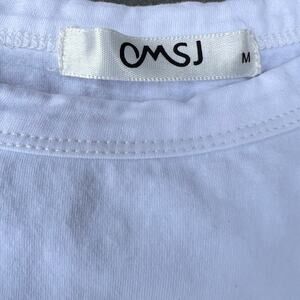 Omsj T-shirt with sheer leopard sleeves, women's size M